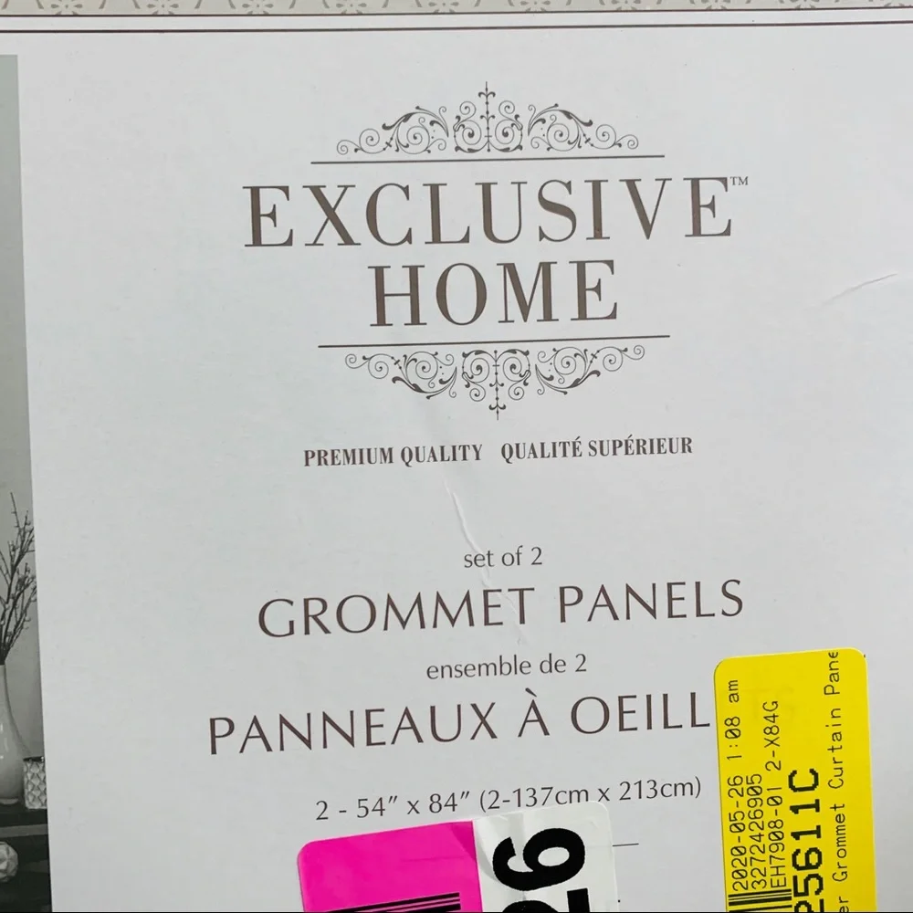 Magana Geometric Semi-Sheer Grommet Curtain 2 Panels Pair 54 x 84 Dove Gray NEW